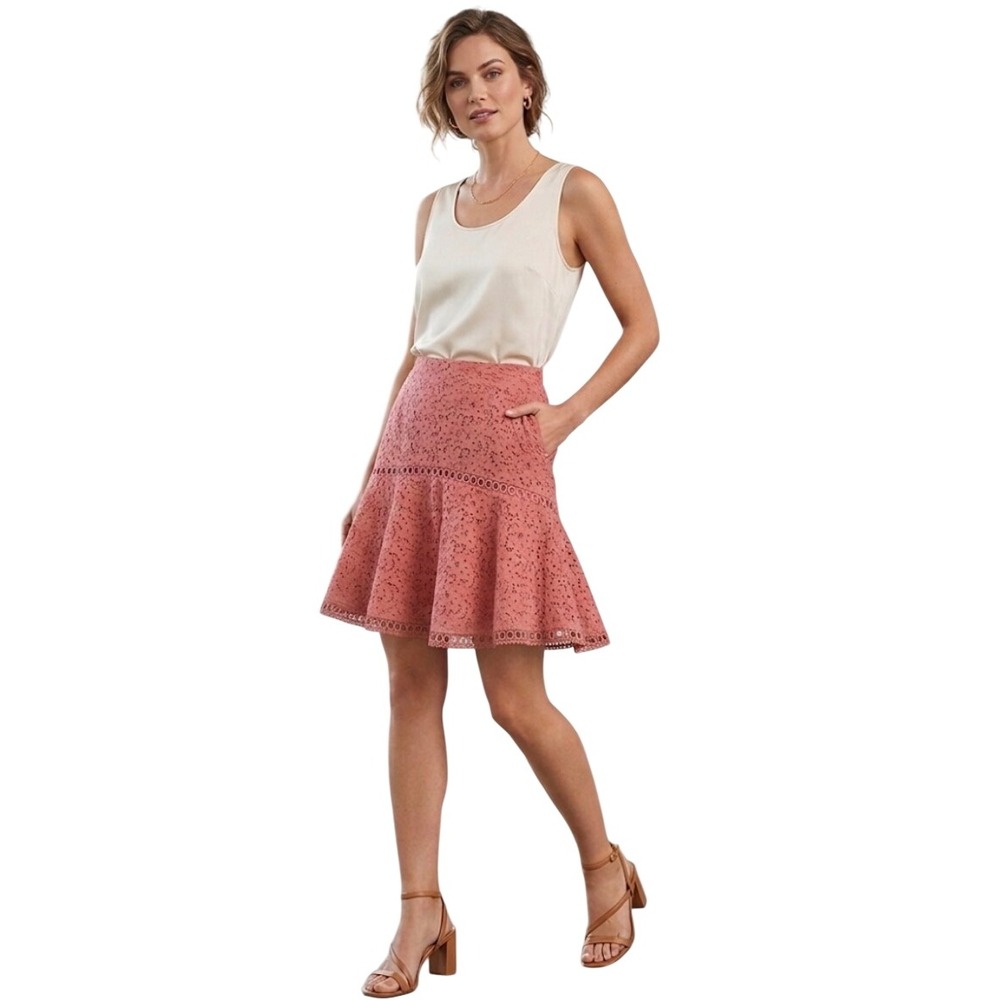 Keepsake The Label Unravelled Skirt Mineral Red Eyelet Lace Mini Skirt XS NEW